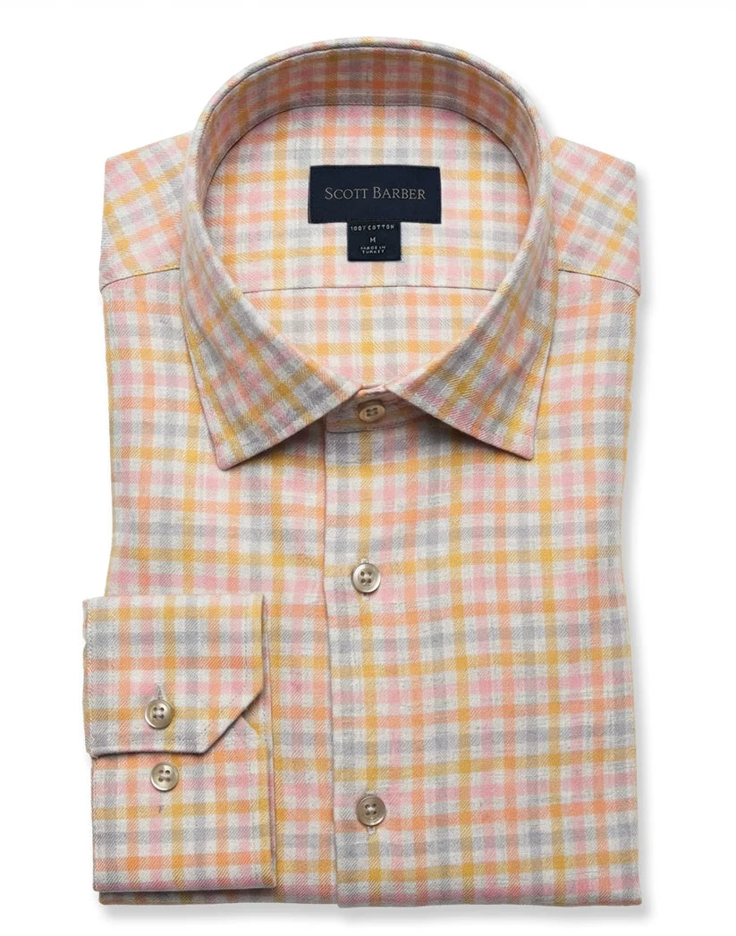 Scott Barber Essex Flannel Plaid Shirt: Dijon