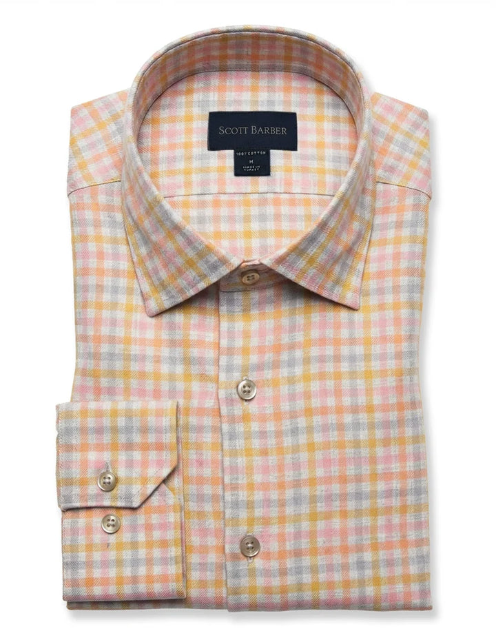Scott Barber Essex Flannel Plaid Shirt: Dijon