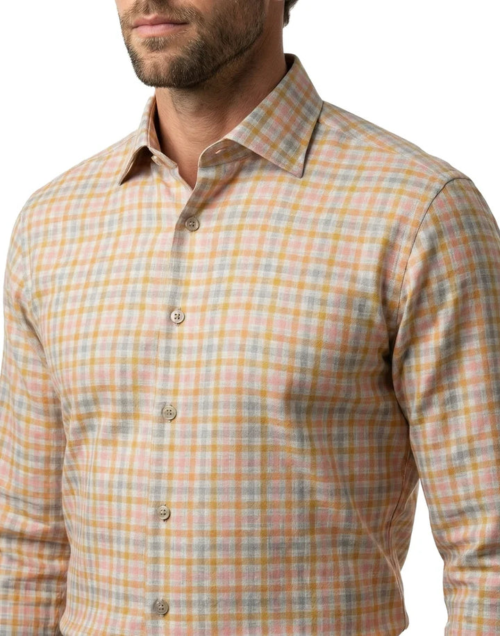 Scott Barber Essex Flannel Plaid Shirt: Dijon