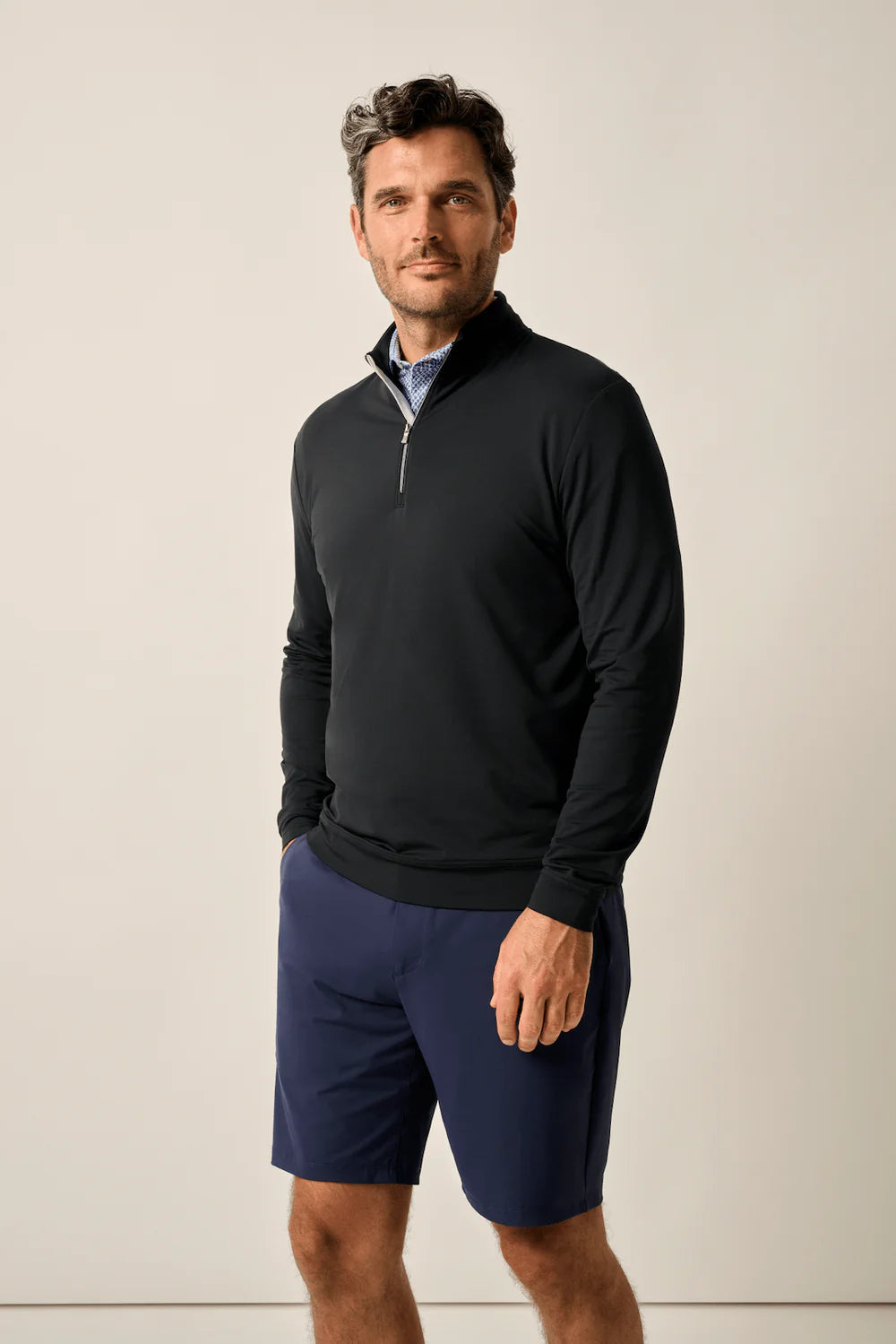 Johnnie-O Motion Performance 1/4 Zip Pullover: Black