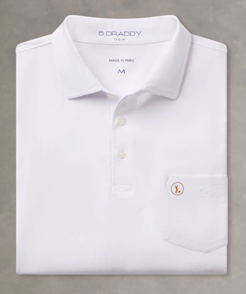 Toby's Tournament Pre-Order: BDraddy Liam Polo - White w/ Orange Logo
