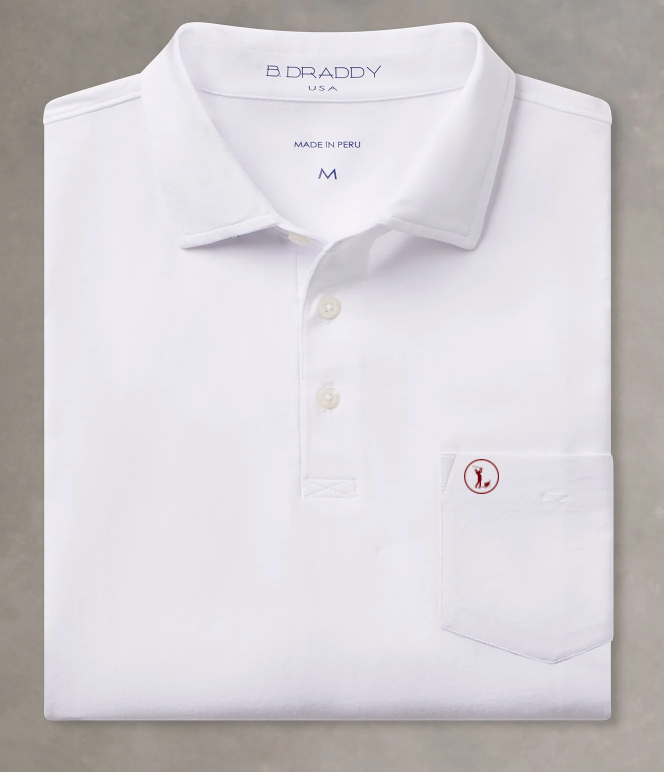 Toby's Tournament Pre-Order: BDraddy Liam Polo - White w/ Garnet Logo