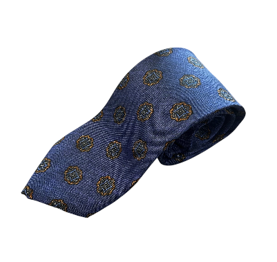 Robert Jensen Big Medallion Print Tie: Blue