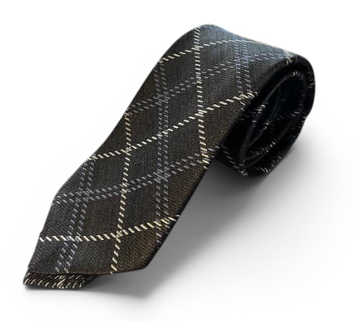 Robert Jensen Plaid Woven Tie: Steel