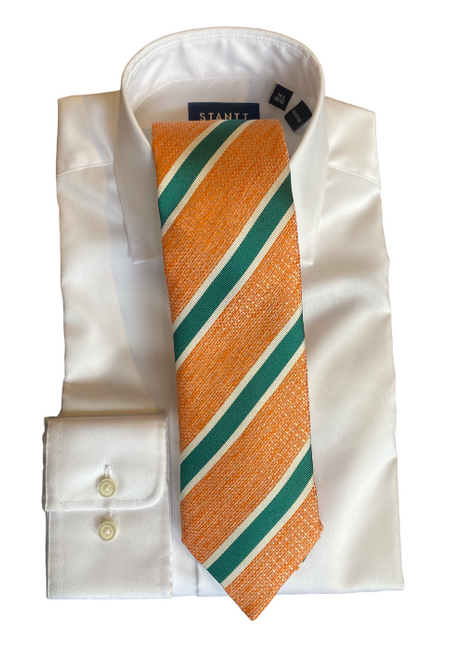 Seaward & Stearn Orange/Green Wide Stripe Tie