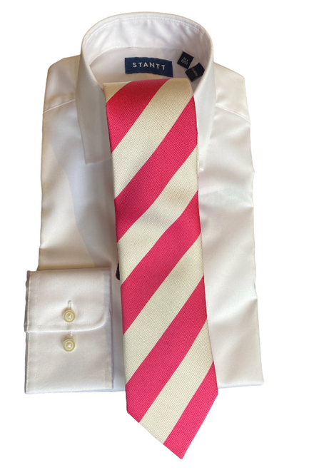 Seaward & Stearn Pink/White Wide Stripe Tie