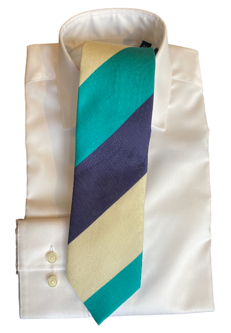 Seaward & Stearn Teal/Blue Wide Stripe Tie