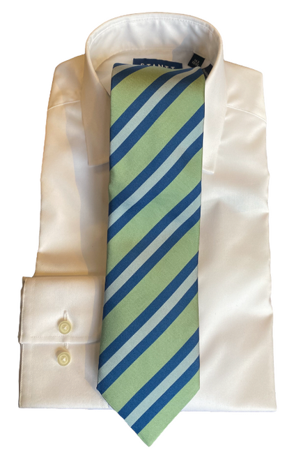 Seaward & Stearn Green/Light Blue/Blue Small Stripe Tie