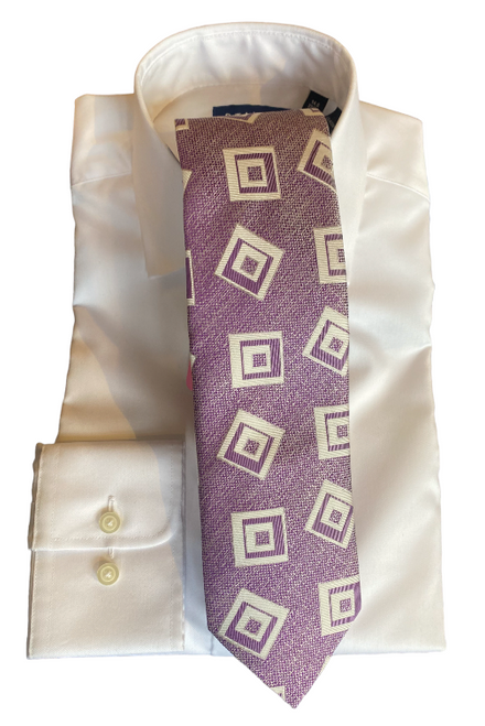 Seaward & Stearn Purple/White Geo Print Tie