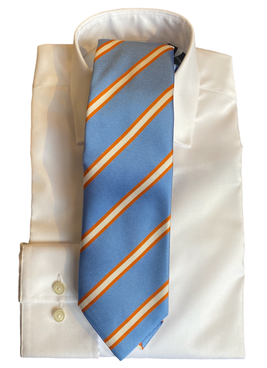 Seaward & Stearn Orange/Blue Small Stripe Tie