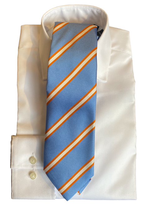 Seaward & Stearn Orange/Blue Small Stripe Tie