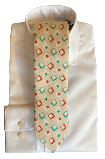 Seaward & Stearn Green/Orange Geo Print Tie