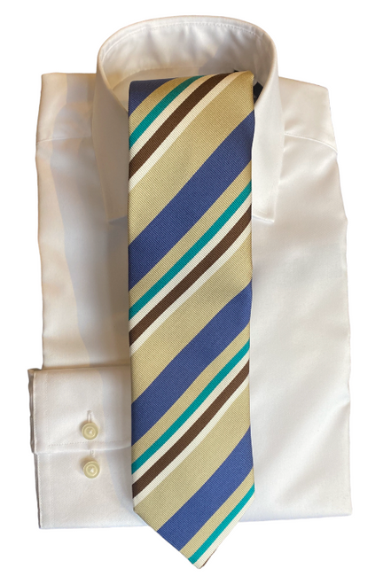 Seaward & Stearn Teal/Brown/Blue Stripe Tie