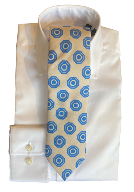 Seaward & Stearn Blue/Cream Geo Print Tie