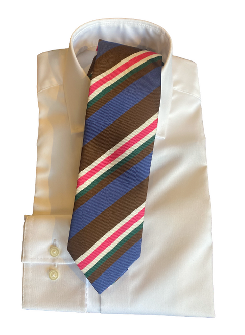 Seaward & Stearn Pink/Green/Brown Stripe Tie