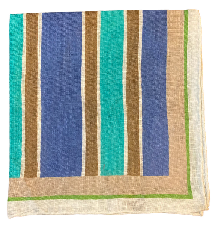 Seaward & Stearn Teal/Brown/Navy Stripes Pocket Square