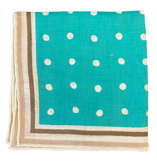 Seaward & Stearn Teal w/ Dots Pocket Square