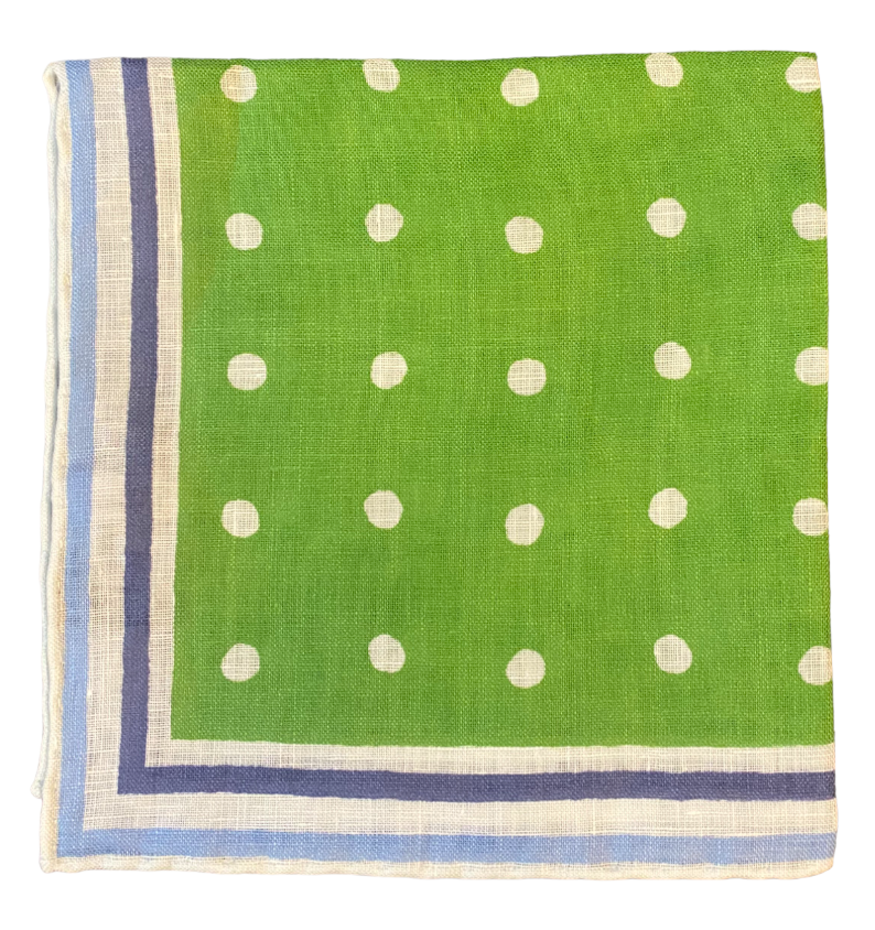 Seaward & Stearn Green w/ Dots Pocket Square