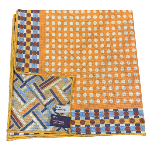 Seaward & Stearn Orange Multi Dots Pocket Square