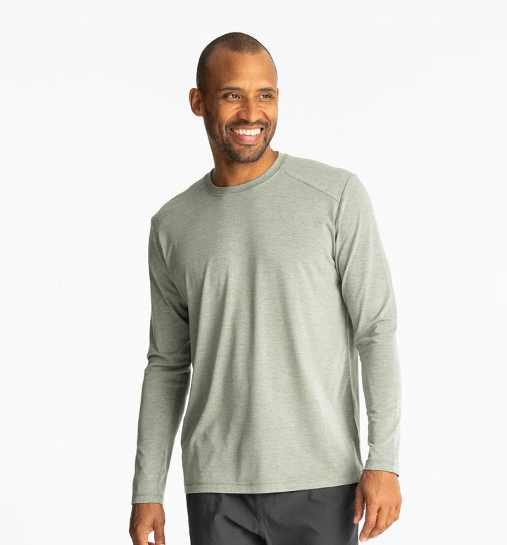 Free Fly Men's Bamboo Shade Long Sleeve: Heather Agave Green