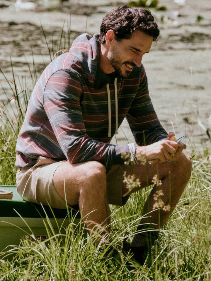 Faherty Men's Byron Bay Hoodie: Nighttime Cherry Stripe