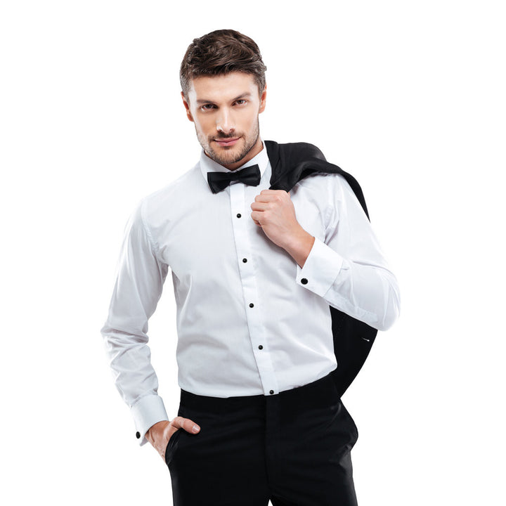 Slim Fit Tuxedo Microfiber Shirt - White