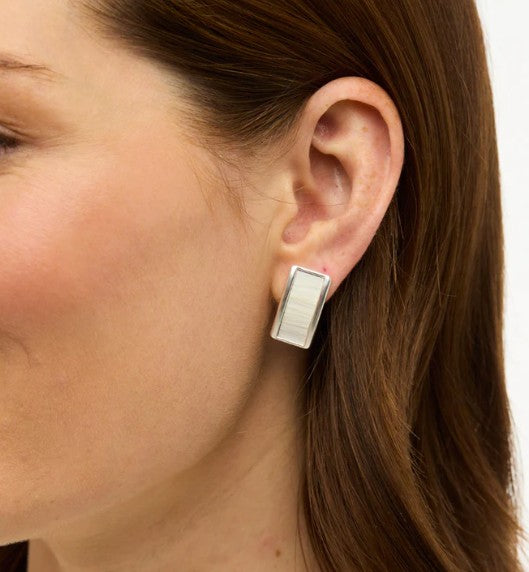 Brackish Rectangle Stud Earring Silver: Smith Town