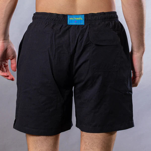 Michael's Men's Cyclist Liner Swim Trunks - Solid Linen: Black