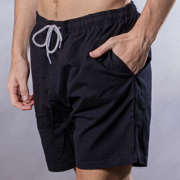 Michael's Men's Cyclist Liner Swim Trunks - Solid Linen: Black