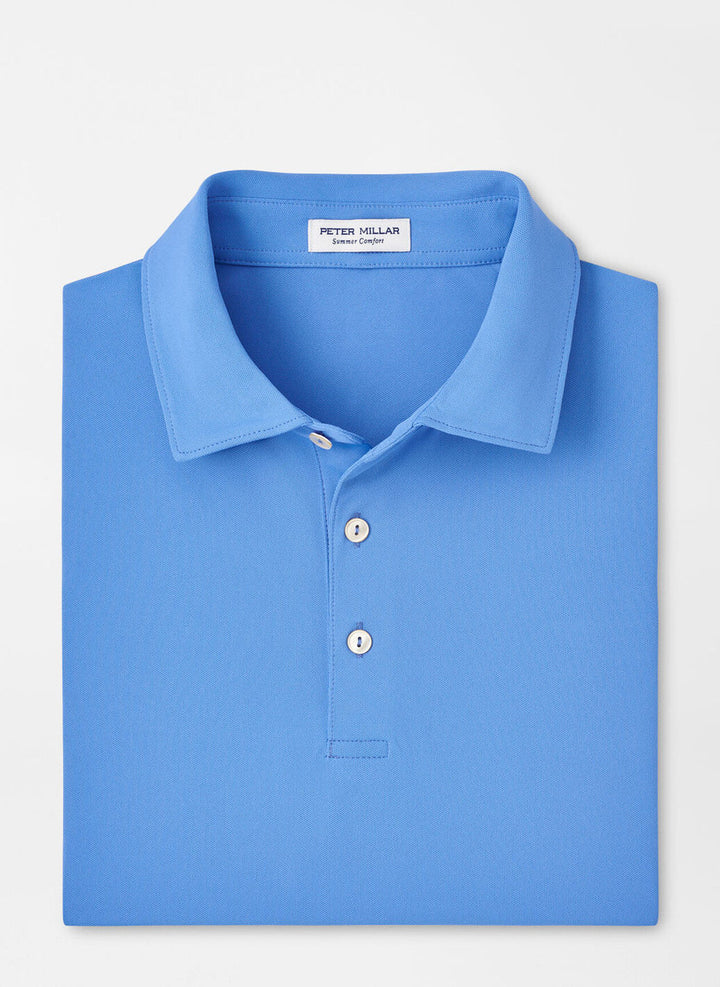 Peter Millar Solid Stretch Mesh Polo: Liberty Blue