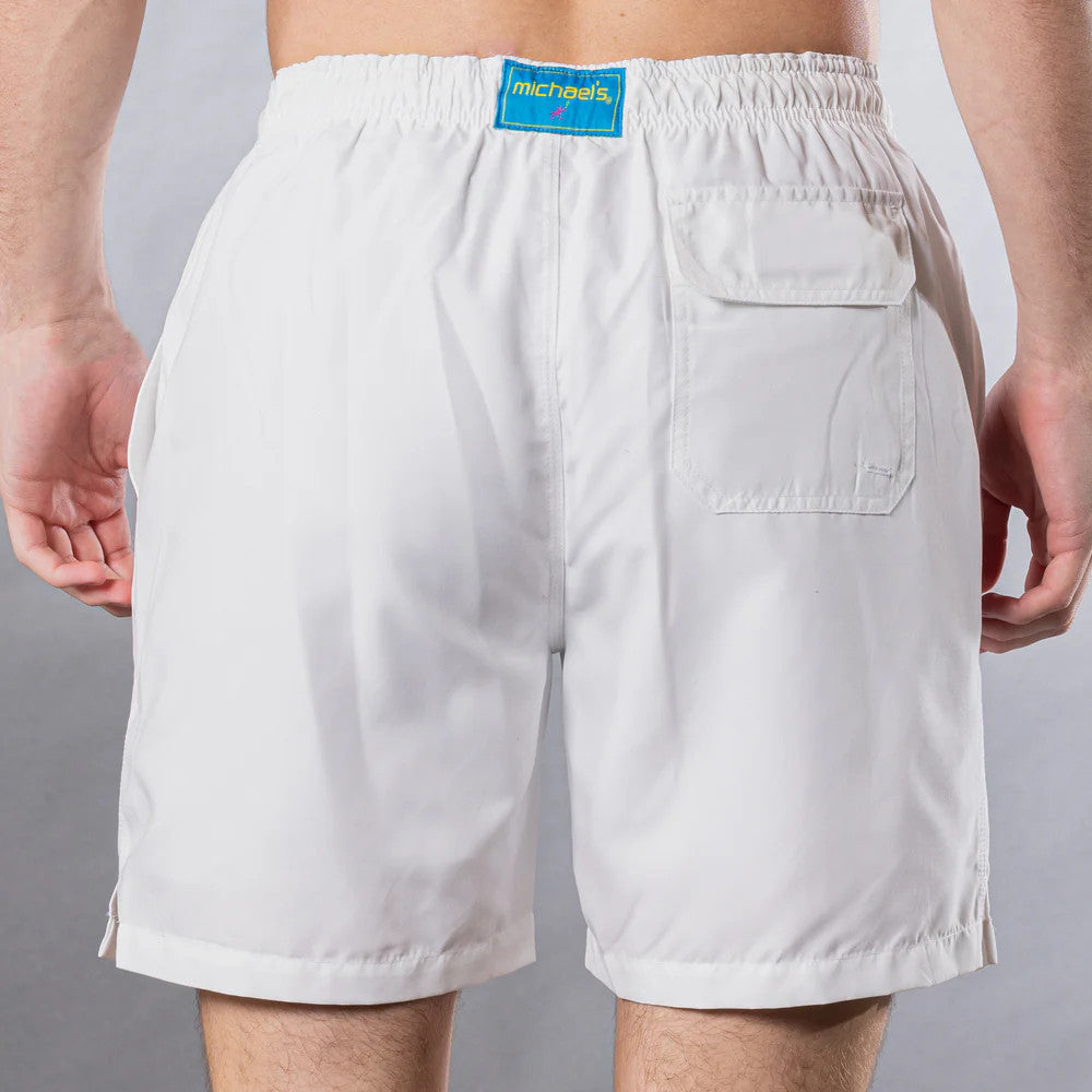 Men's Cyclist Liner Swim Trunks - Solid Linen White