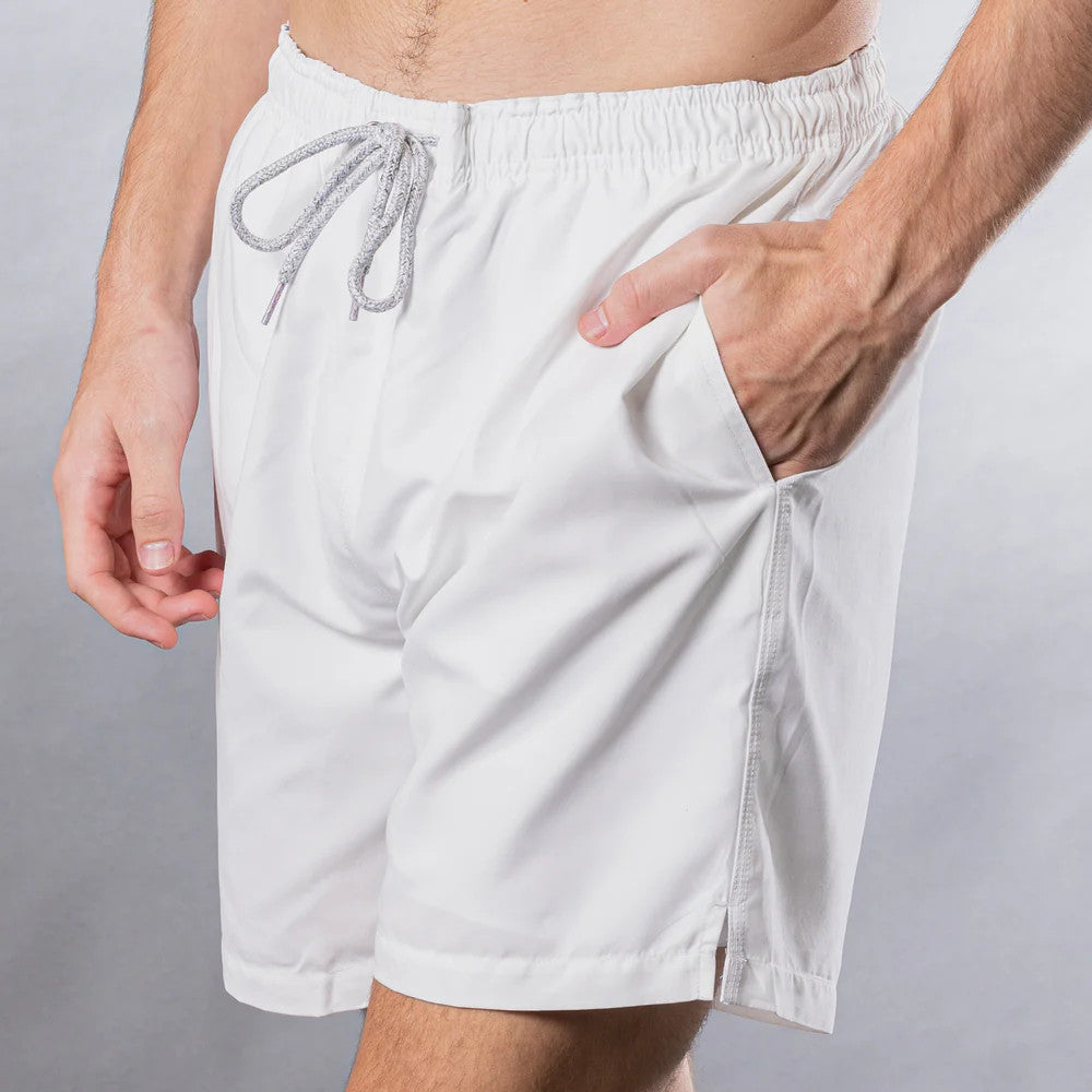 Men's Cyclist Liner Swim Trunks - Solid Linen White