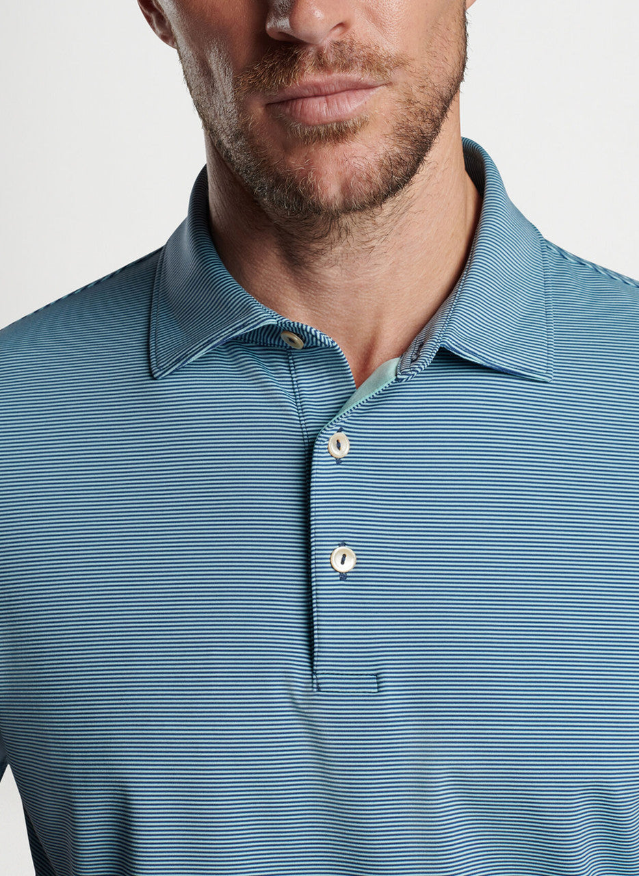 Peter Millar Jubilee Performance Stripe Polo: Sport Navy