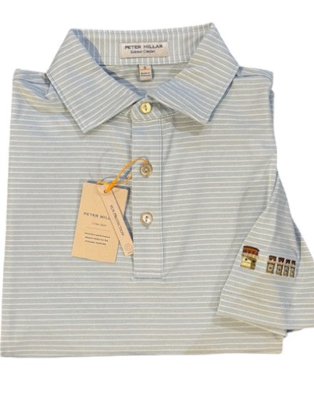 Peter Millar Merion Performance Jersey Polo "Lake Murray Dam Towers": Stream Blue