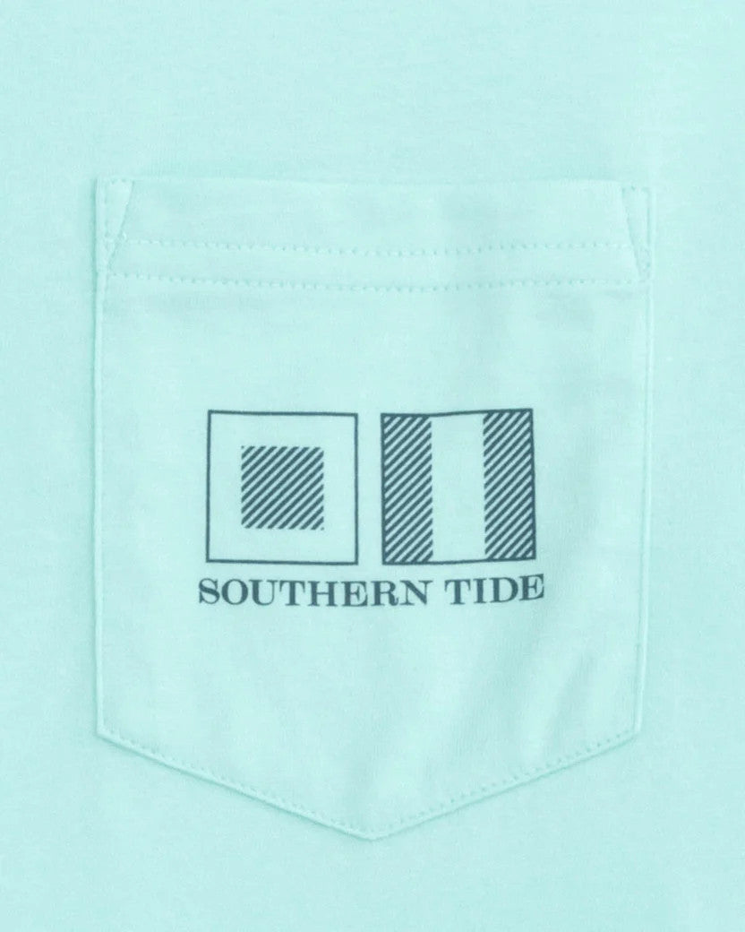 Southern Tide Striped Flags Short Sleeve T-Shirt: Wake Blue