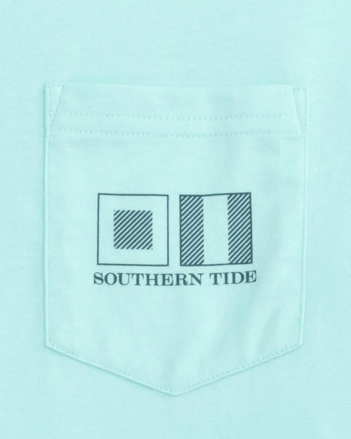 Southern Tide Striped Flags Short Sleeve T-Shirt: Wake Blue