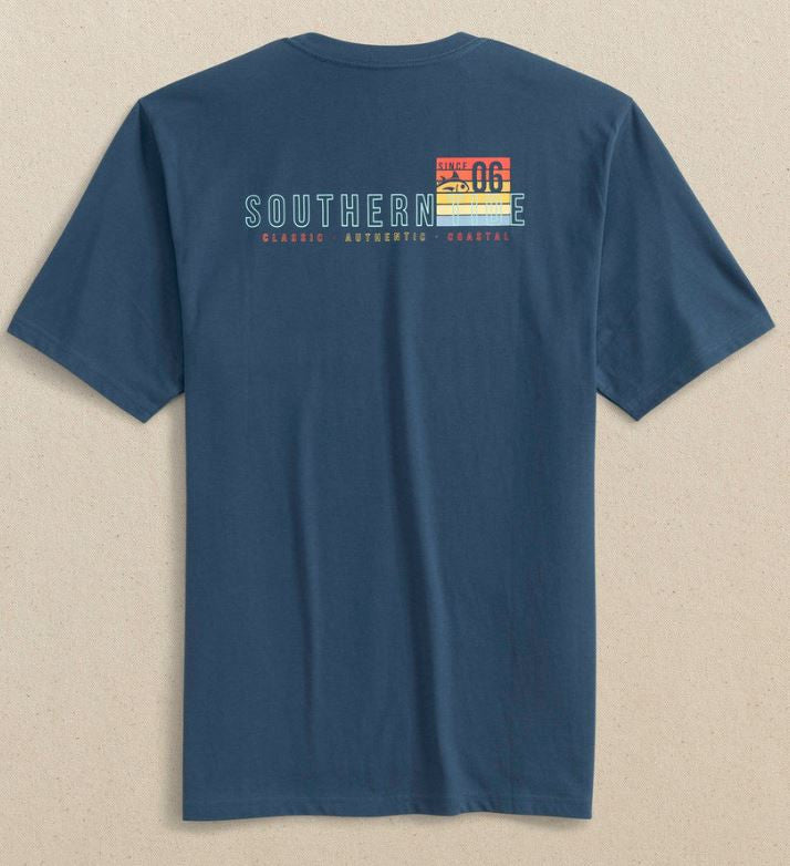 Southern Tide Sunset Cropped Skipjack Short Sleeve T-shirt: Aged Denim