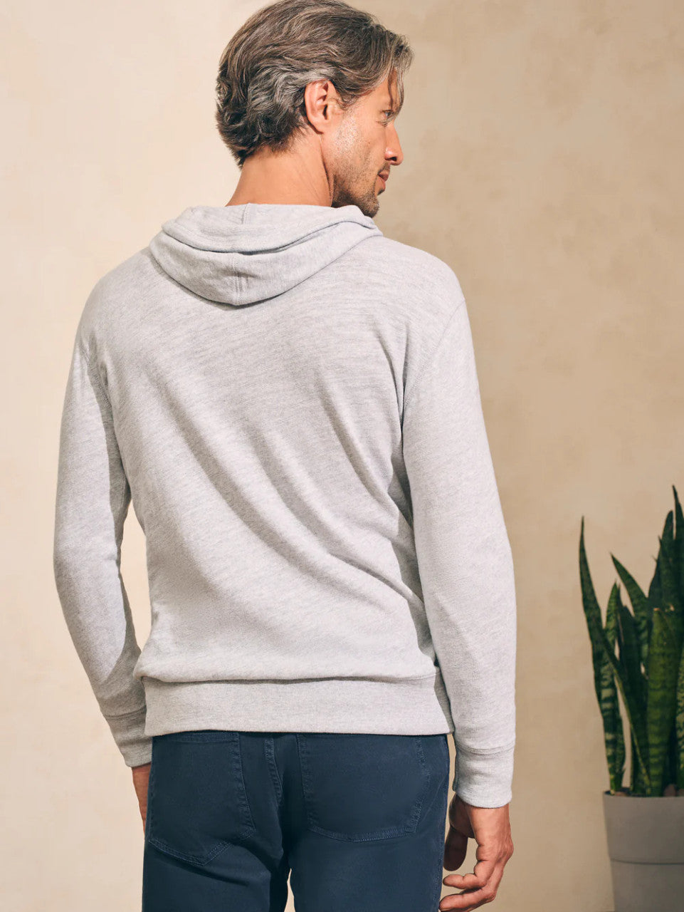 Faherty Sunwashed Slub Hoodie: Light Grey