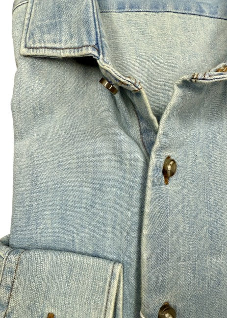 Stantt Ready To Wear Super Distressed Lt Wash Denim Sport Shirt