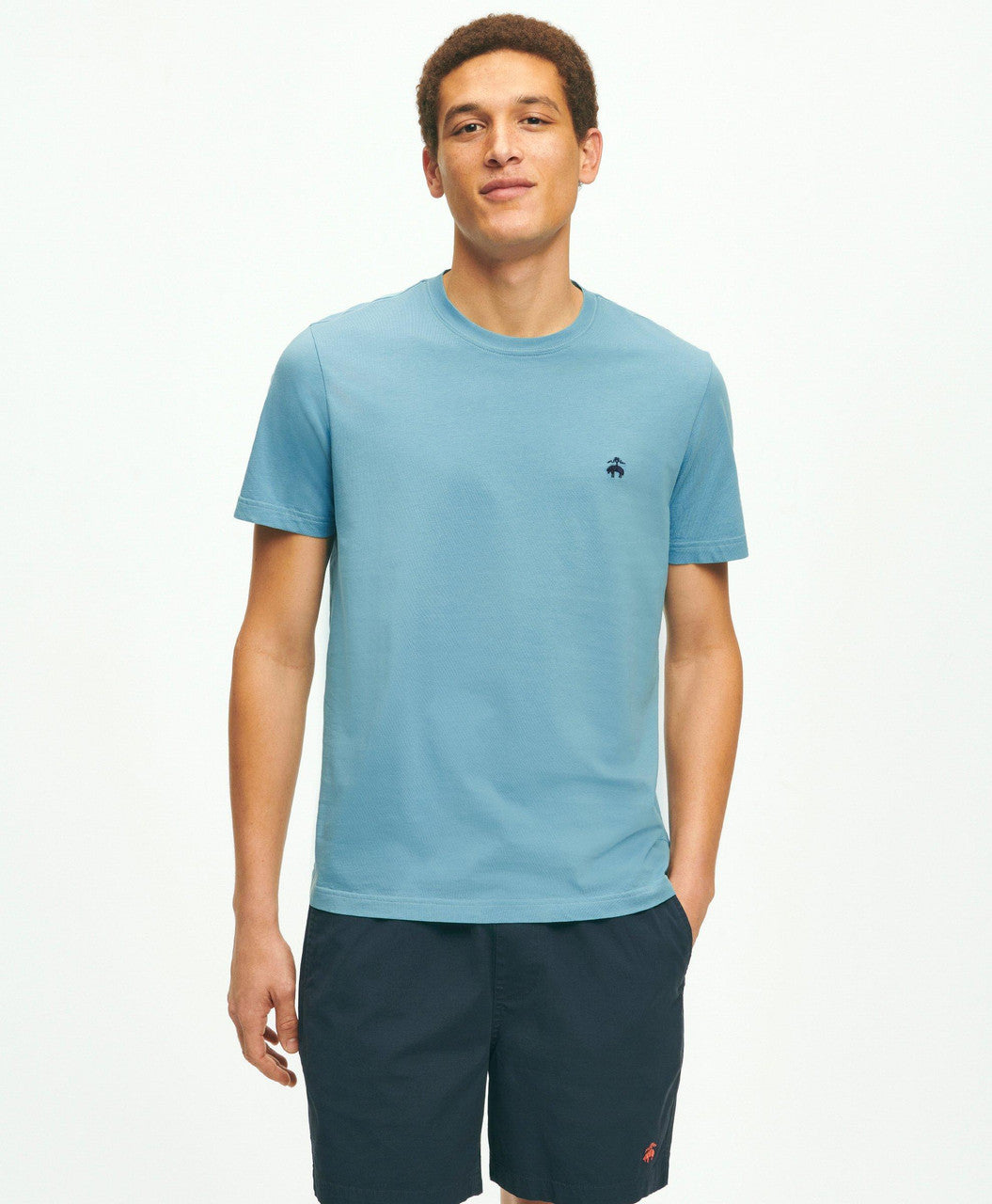 Brooks Brothers Washed Supima® Cotton Logo Crewneck T-Shirt: Blue