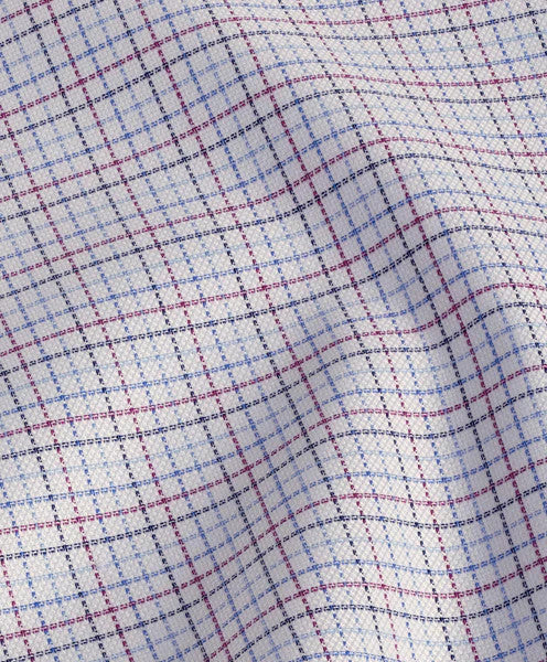 David Donahue Royal Oxford Check Dress Shirt:  Blue & Berry