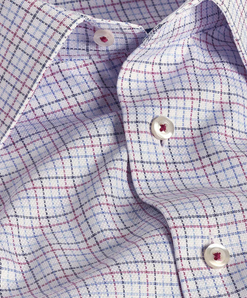 David Donahue Royal Oxford Check Dress Shirt:  Blue & Berry