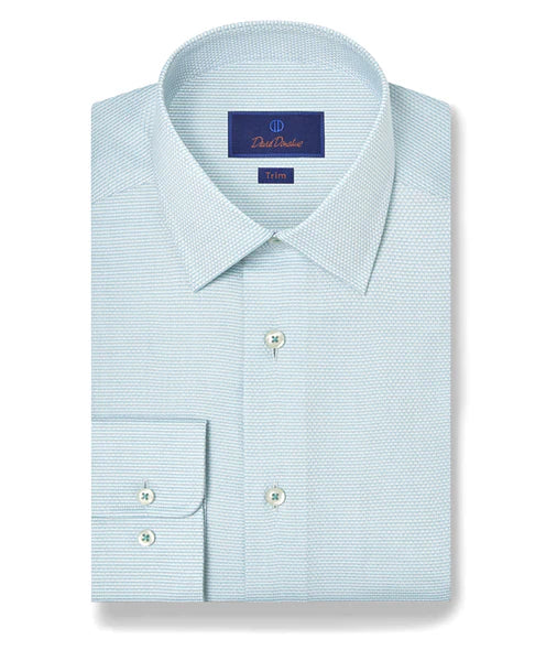 David Donahue Micro Dobby Dress Shirt: Seafoam