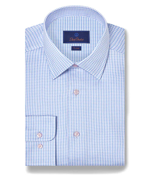 David Donahue Sky & Lilac Textured Twill Dress Shirt