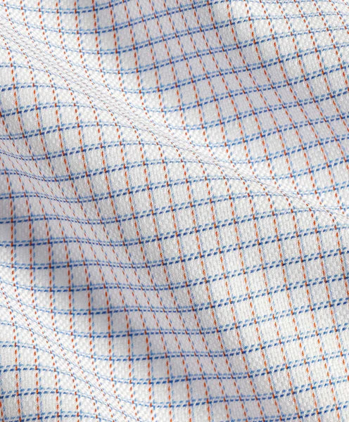 David Donahue White & Orange Dobby Check Dress Shirt