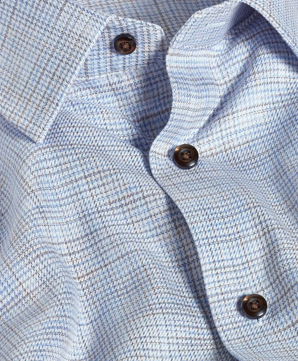 David Donahue Blue and Chocolate Multi Check Dress Shirt