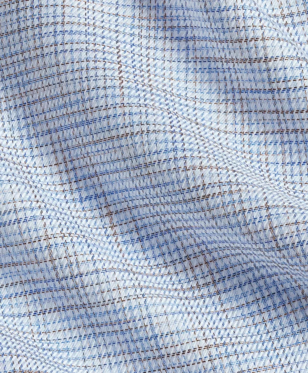 David Donahue Blue and Chocolate Multi Check Dress Shirt