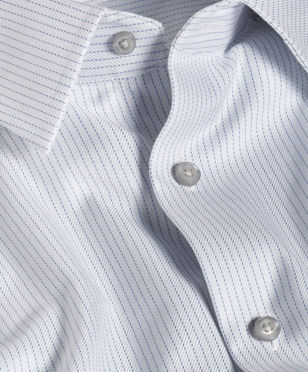 David Donahue Pearl Jaspe Twill Stripe Dress Shirt: Pearl