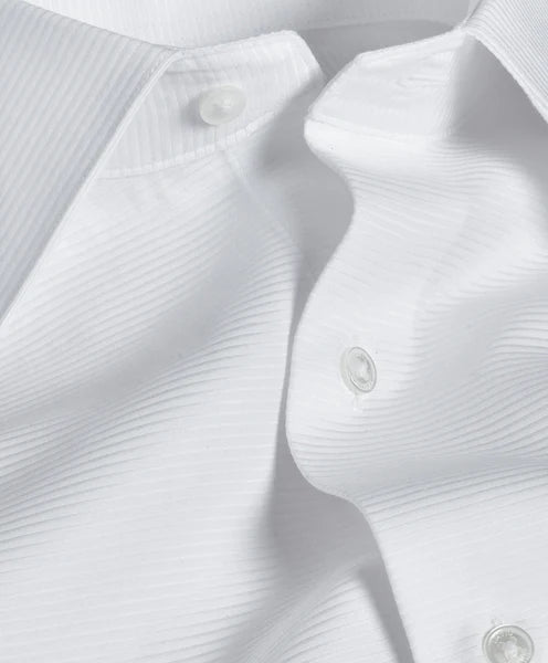 David Donahue Horizontal Rib French Cuff Formal Shirt: White