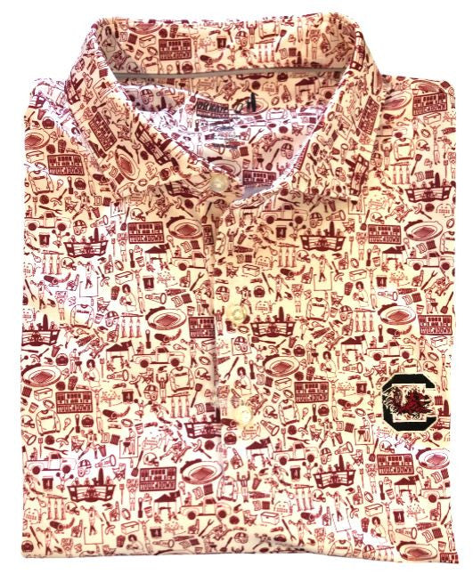 Johnnie-O University of South Carolina Block C Tailgater 2.0 Polo: Garnet